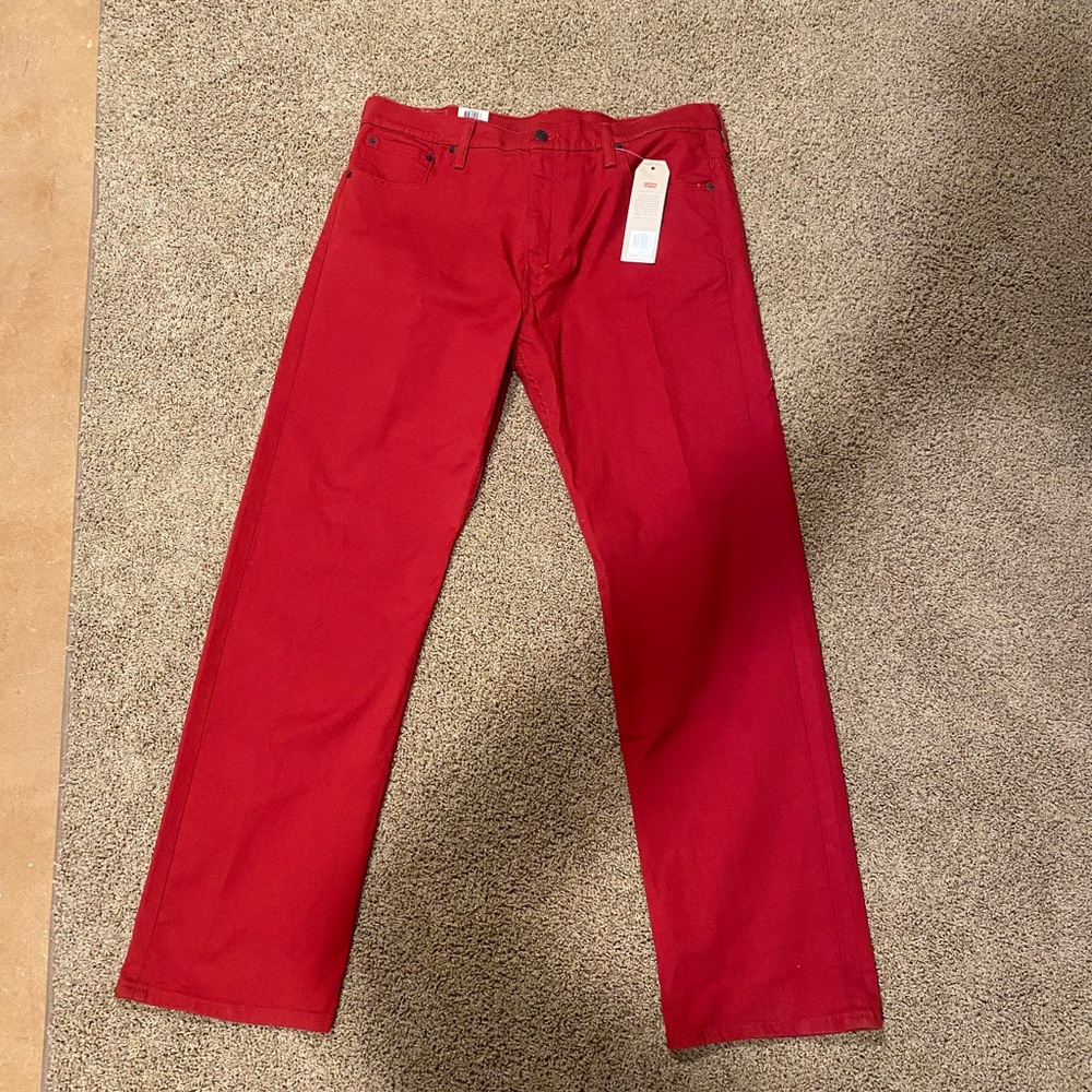 Levis 569 Loose Straight Fit Mens Red Denim Jeans Size 36 x 34 - NEW WITH TAGS